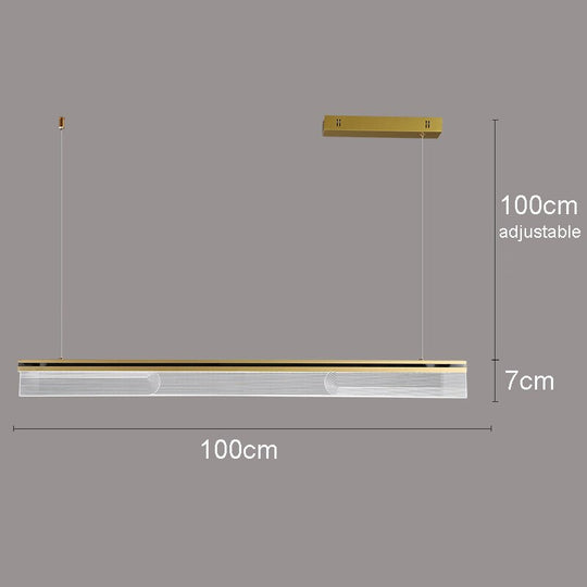 Nordic Modern Minimalist Rectangular Acrylic Dining Room Chandelier Living Iron Cord Pendant