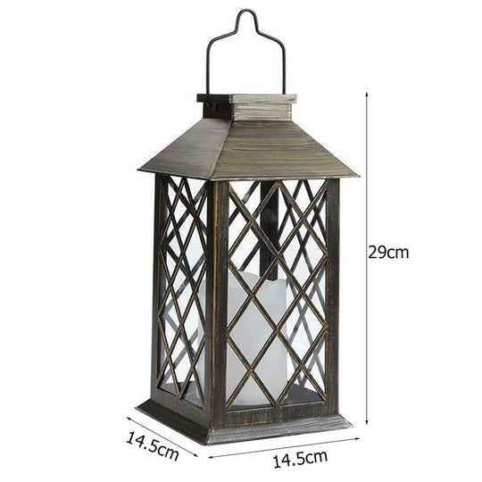 Retro Solar Powered Lamp Hanging Lanterns Warm Light Hollow Lights With Handle Outdoor Garden
