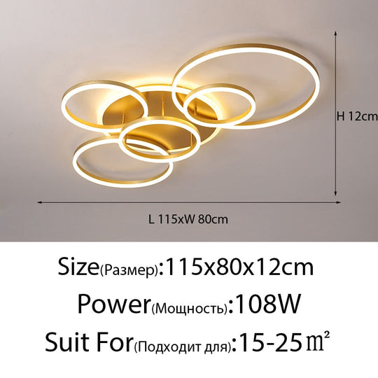 Modern Led Gold Black Chandeliers Lighting For Living Study Room Dimmable Indoor Lamps Parlor Foyer