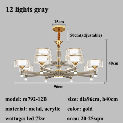 Modern Remote Dimmable Led Chandelier Lighting Living Room Decor Chandeliers Lamp Bedroom Hanging