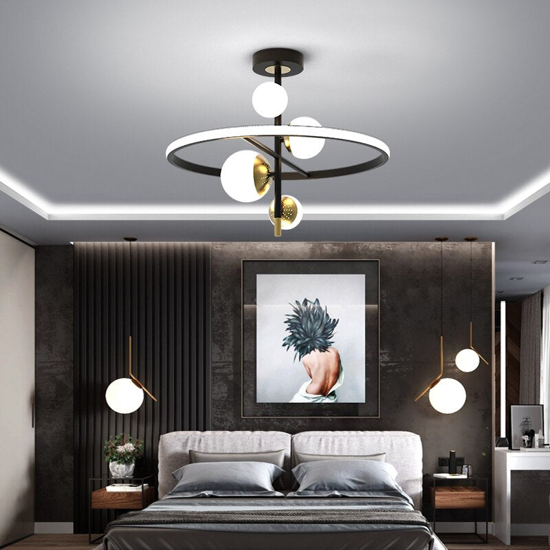 Modern Led Chandelier For Living Room Bedroom Study Room 90 - 260V Indoor Chandelier Fixtures Black