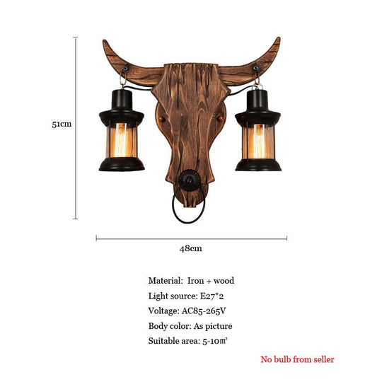 Industrial Light Design Retro Iron Wood Lamp Glass Wall Creative Cafe Restaurant Bar Bedside Sconce
