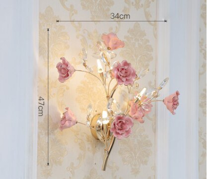 European Led Crystal Wall Lamp - Staircase And Bedroom Illumination Pink 3 Light / Warm White (2700