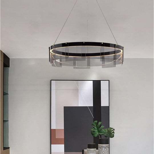 Led Chandelier Modern Glass Light Luxury Minimalist Design For Dining Room Hall Bedroom Rings