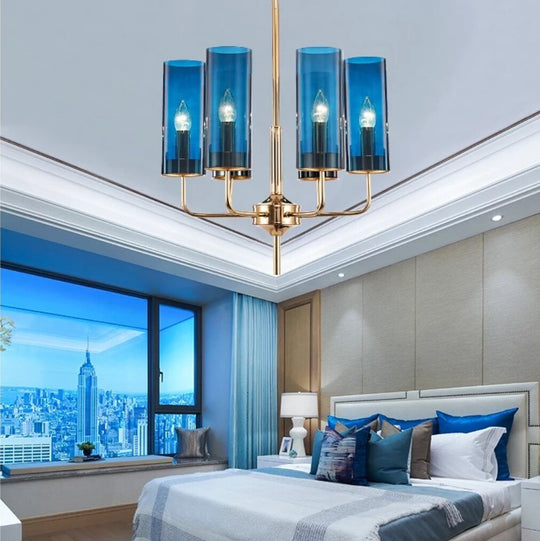 Frida - Blue Cognac Glass Led Chandeliers For Elegant Living Spaces Pendant Light