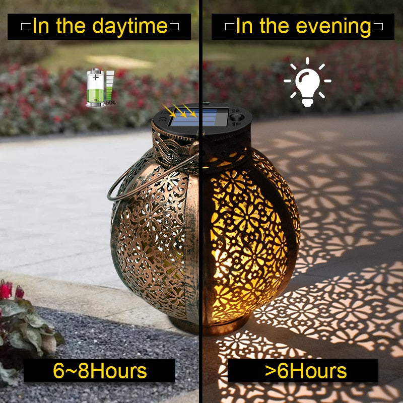 Retro Hollow Solar Lanterns: Unique Hanging Decor For Gazebos And Patios Lights
