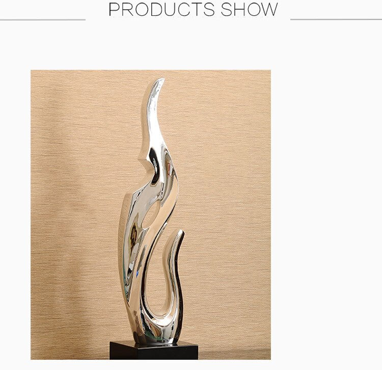Gold &amp; Silver Resin Abstract Sculptures: Luxurious Electroplated Ornaments For Home And Hotel Decor