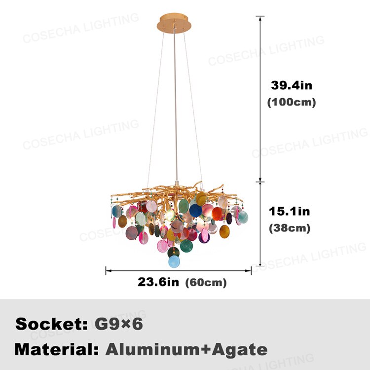 Agate Chandelier Living Room Dining Bedroom Shop Hotel Fashion Romantic Natural Color Agate