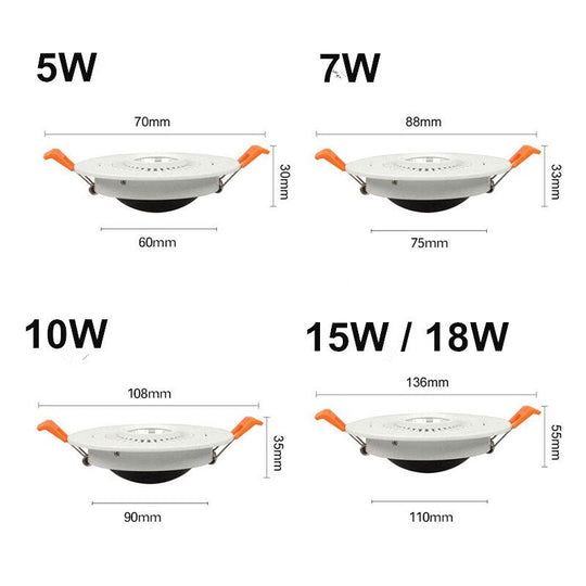 Ac/Dc 12V 24V 360° Rotatable Angle Led Recessed Downlight 5W 7W 10W 15W 18W Ceiling Spot Light