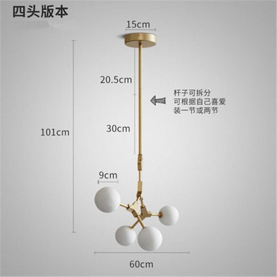 Nordic Living Room Chandelier Lighting Modern Art Dinning Room Bedroom Iron Tree Stick Hanging