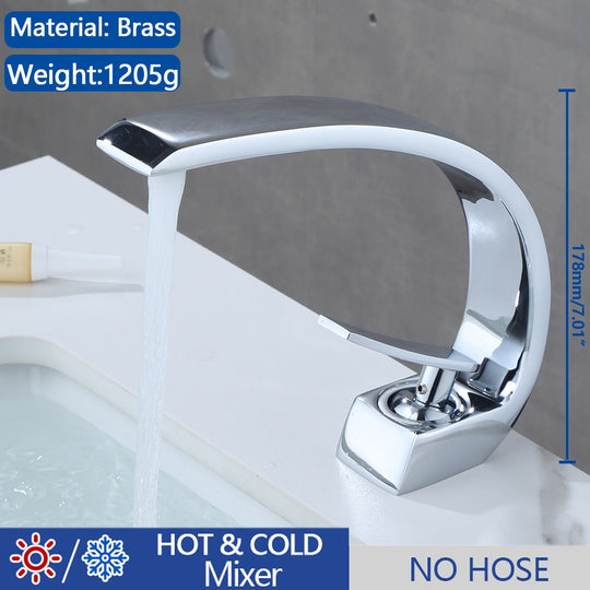 Basin Faucet Modern Bathroom Mixer Tap Black/Chrome Wash Single Handle Hot And Cold Waterfall Mp06