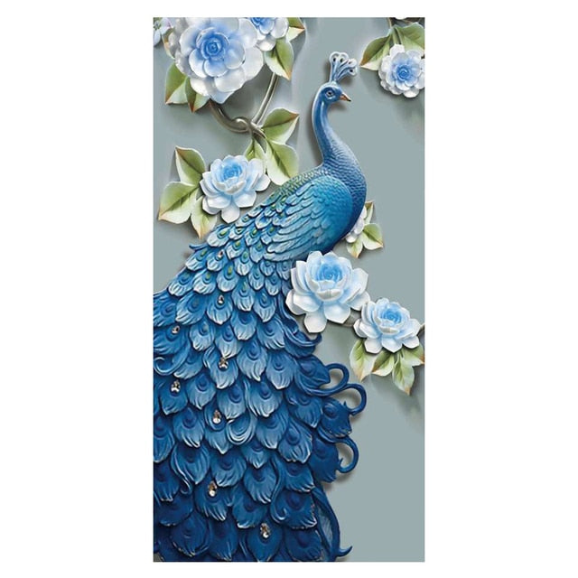 Colorful Peacock Canvas Art - Modern Nordic Animal Prints For Living Room Decor 40X80Cm Unframed /