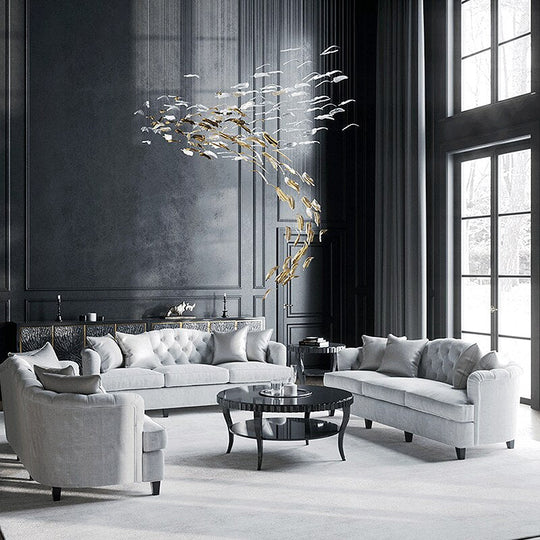 Hand Blown Glass Feather Murano Chandeliers Parts Hotel Lobby Shopping Mall Villa Ceiling