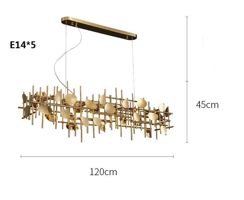 New Chandelier Contracted Geometry Long Restaurant Lighting Modern Island Hotel Luxury Lamps L120X