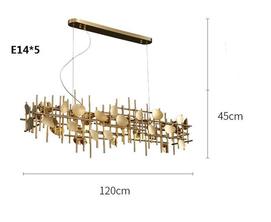 New Chandelier Contracted Geometry Long Restaurant Lighting Modern Island Hotel Luxury Lamps L120X