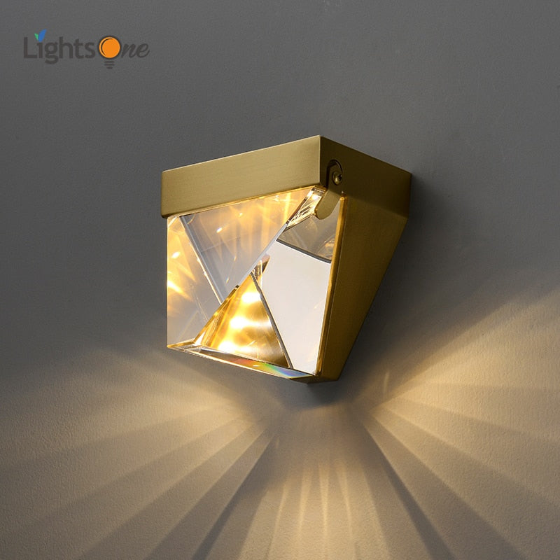 Post - Modern Minimalist Crystal Lamp Bedside Wall Luxury Full Copper Tv Background Light Wall Lamp