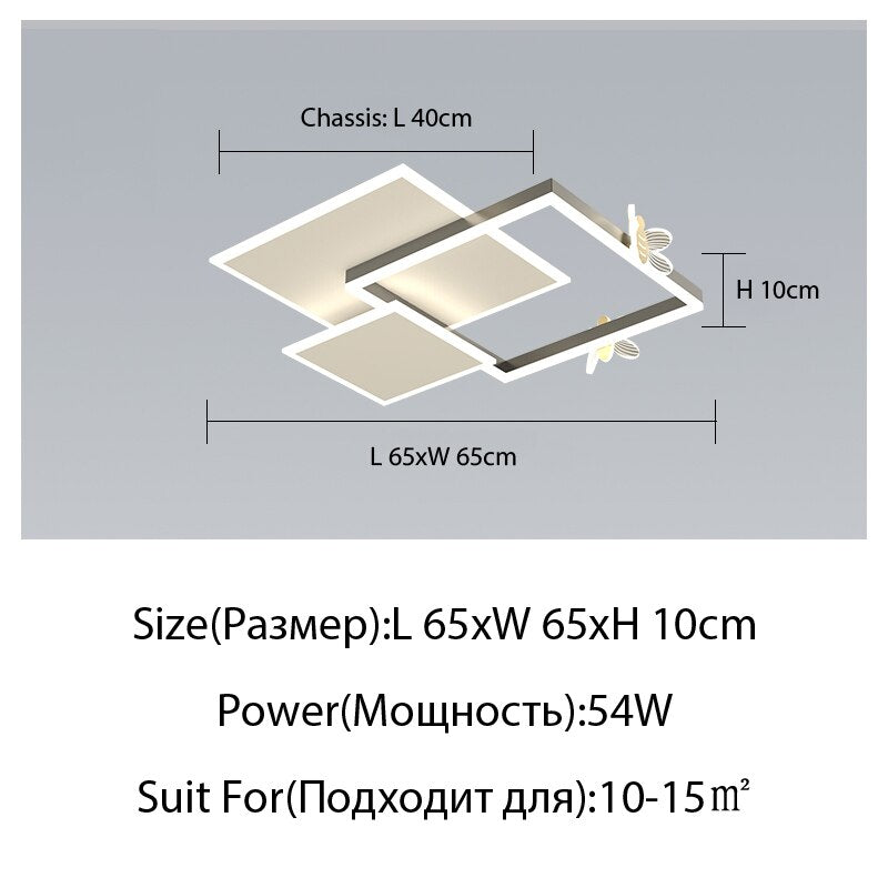 New Chandeliers Nordic Atmosphere Living Room Ceiling Decoration Lamp Modern Minimalist Square