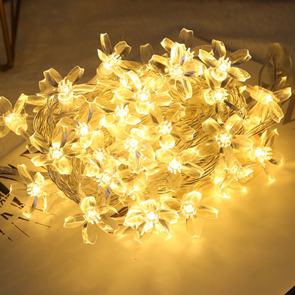 10/40/60 Lights Led String Fairy Crystal Cherry Blossom Flower Garland For Gazebo Indoor Wedding