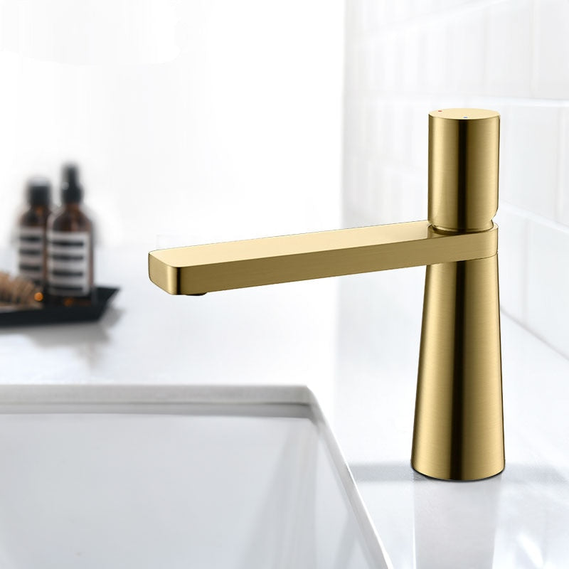 Brushed Gold Basin Faucet Brass Bathroom Mixer Tap Wash Basin Rose Hot And Cold Faucets