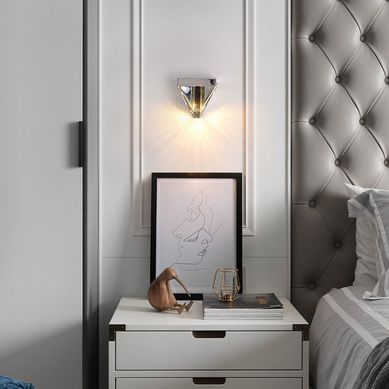 Post - Modern Minimalist Crystal Lamp Bedside Wall Luxury Full Copper Tv Background Light Wall Lamp