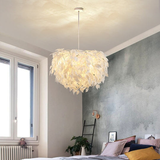 Modern Led Chandelier Creative Personality Feather Round Led Lamp Restaurant Bar Cafe Living Room