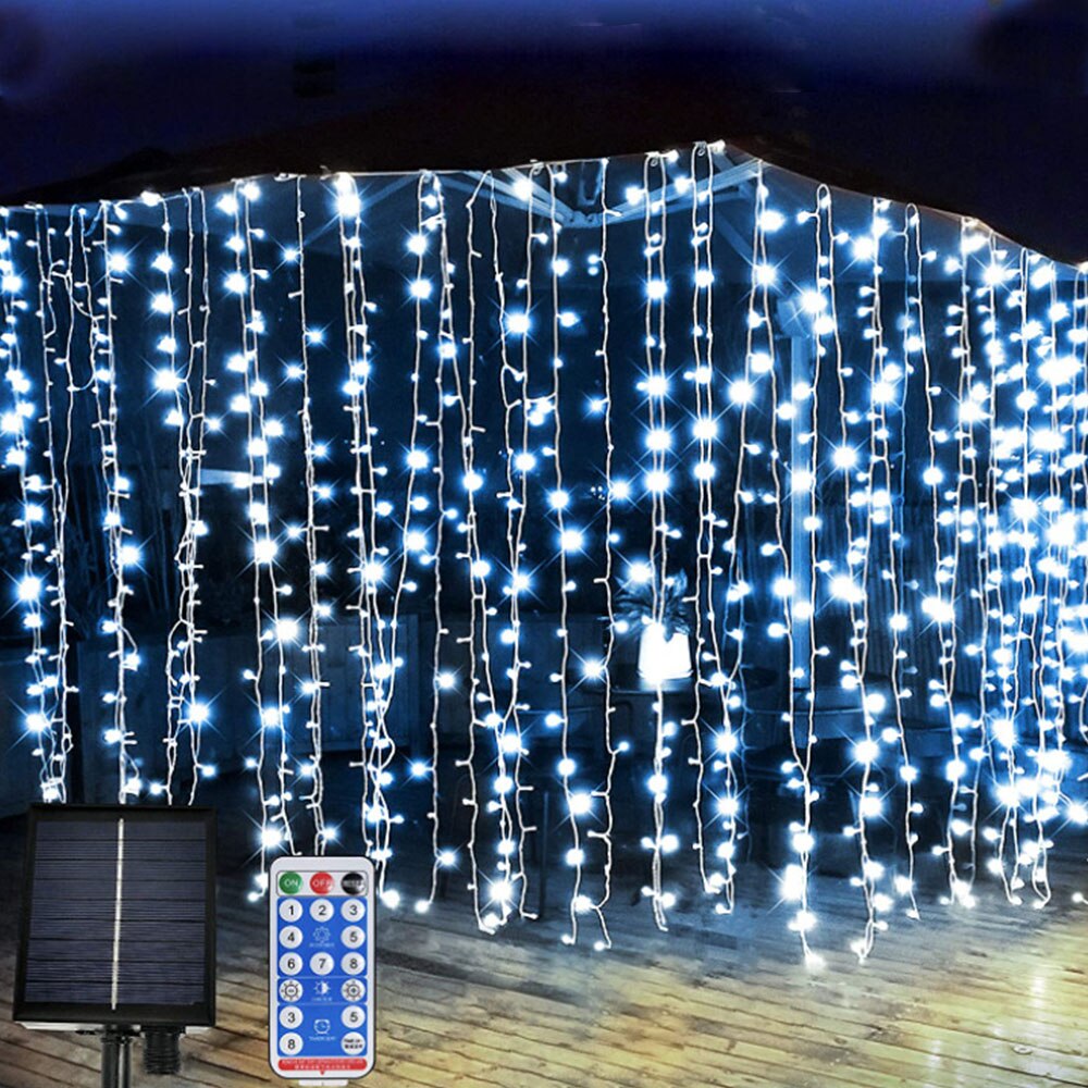 Solar - Powered Led Icicle Curtain Lights: Perfect For Gazebo And Party Decor Solar Lights