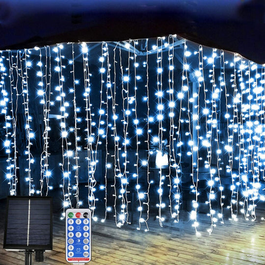 Solar - Powered Led Icicle Curtain Lights: Perfect For Gazebo And Party Decor Solar Lights