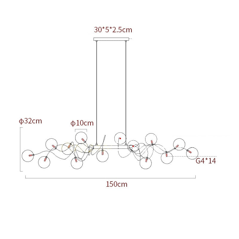 Nordic Living Room Glass Magic Bean Chandelier Modern Minimalist Molecule Bedroom Creative