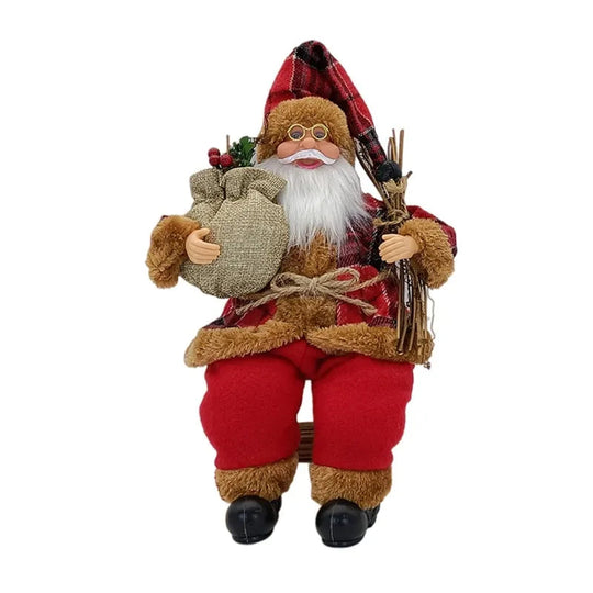 14’’ Sitting Santa Claus Figurines Christmas Figure Decorations Hanging Xmas Tree Ornaments