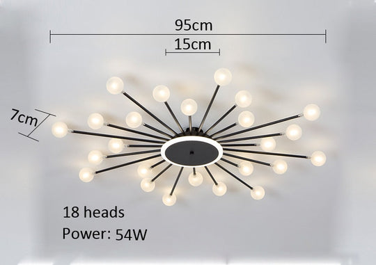 Modern Glass Ceiling Chandeliers Lighting Chandelier For Living Room Bedroom Kitchen Black/Gold 18