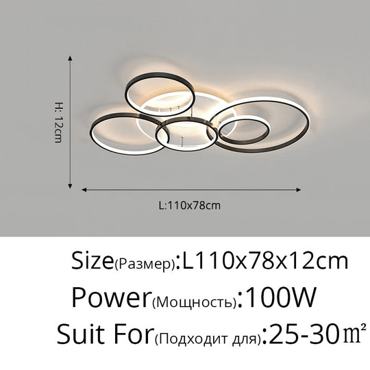Modern Led Gold Black Chandeliers Lighting For Living Study Room Dimmable Indoor Lamps Parlor Foyer