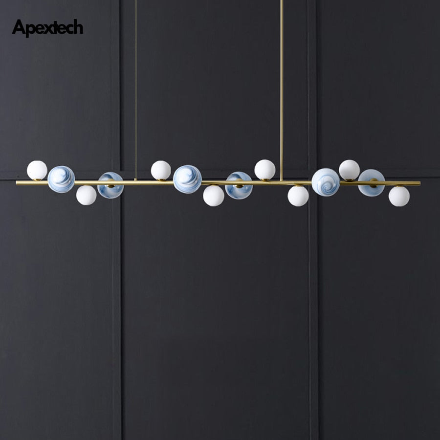 Horizontal Ceiling Hanging Chandelier Lights Kitchen Island Linear Bar Pendant Lamp Dining Room