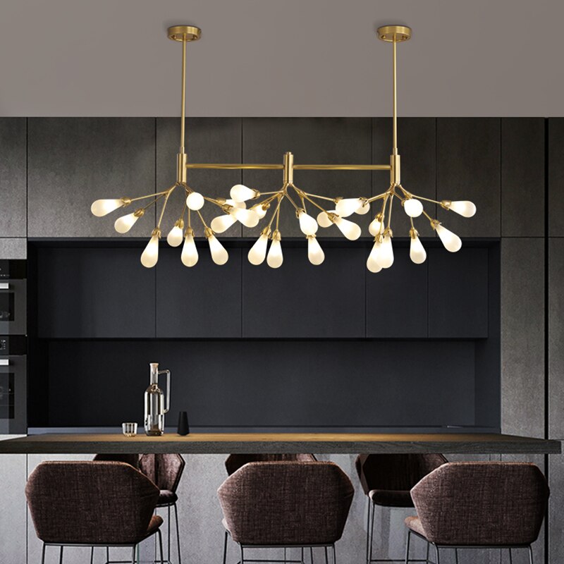 Nordic Copper Luxury Led Chandelier Lighting Firefly Dining Living Room Creative Hanging Lamp