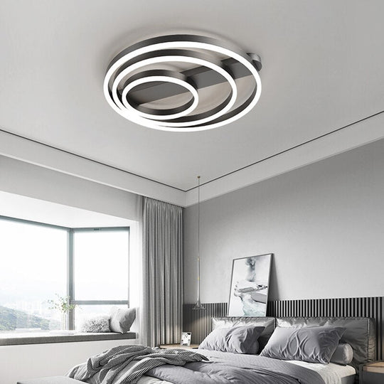 Acrylic Bedroom Ceiling Lamp Household Aluminum Living Room Led Golden Three Circles Round Warm