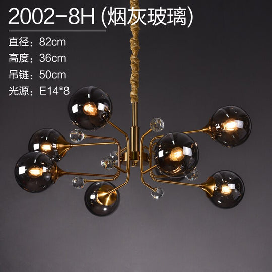 Luxury Modern Magic Bean Molecule Chandelier Amber/Smoke Gray Glass Led Indoor Lighting Restaurant