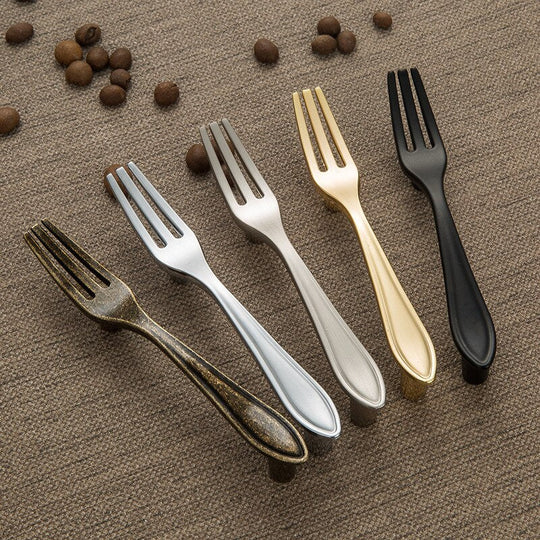 Creative Cutlery Furniture Cabinet Handle Knife And Fork Spoon Black Cupboard Kitchen Knobs Drawer