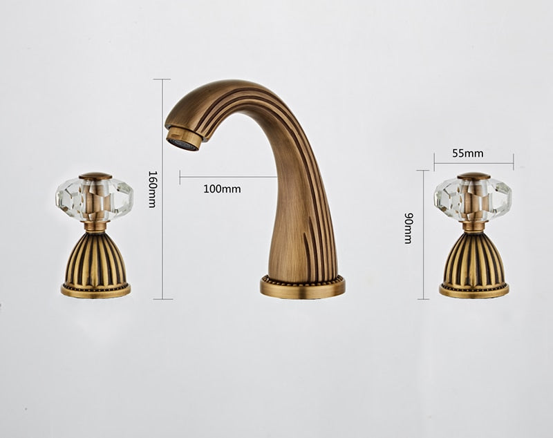 Basin Faucet Antique Bronze Bathroom Sink 3 Hole Widespread Gold/Black/Chrome Mixer Hot And Cold