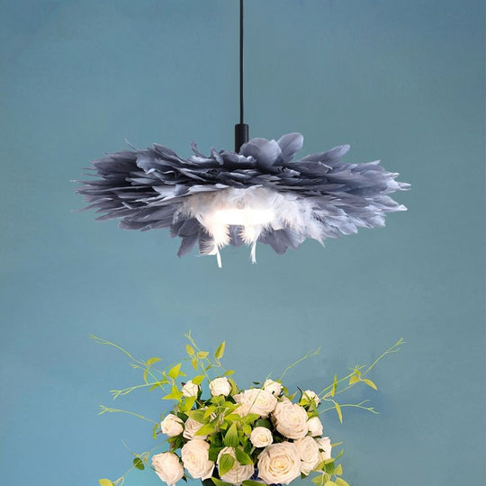 Feather Chandelier Nordic Ins Style Suspension Light Design Warm Art Modeling Children Lamp Kitchen
