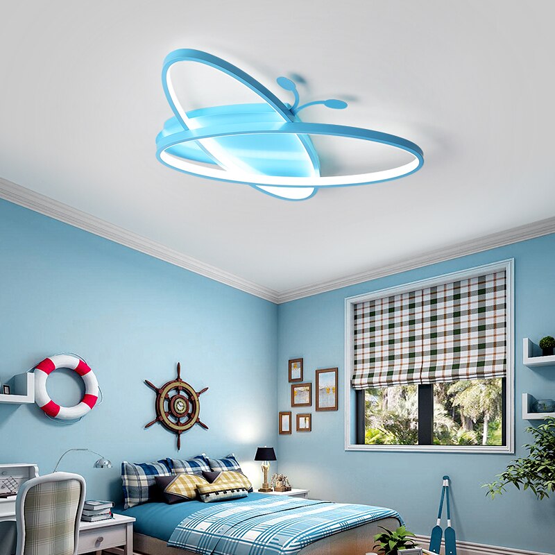 Modern Led Bedroom Ceiling Chandeliers For Children Room Creative Personality Blue Pink Kid