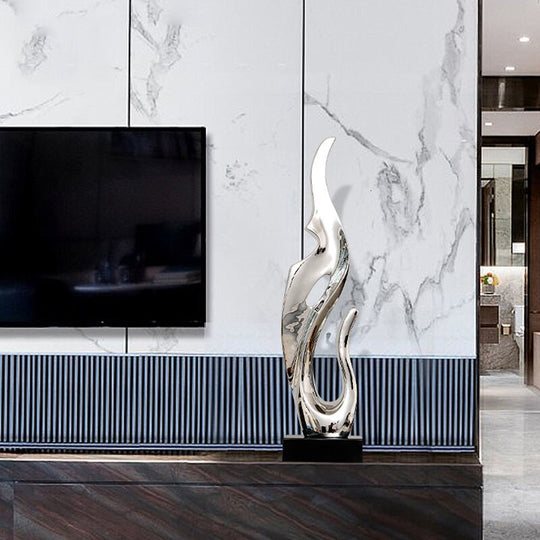 Gold &amp; Silver Resin Abstract Sculptures: Luxurious Electroplated Ornaments For Home And Hotel Decor