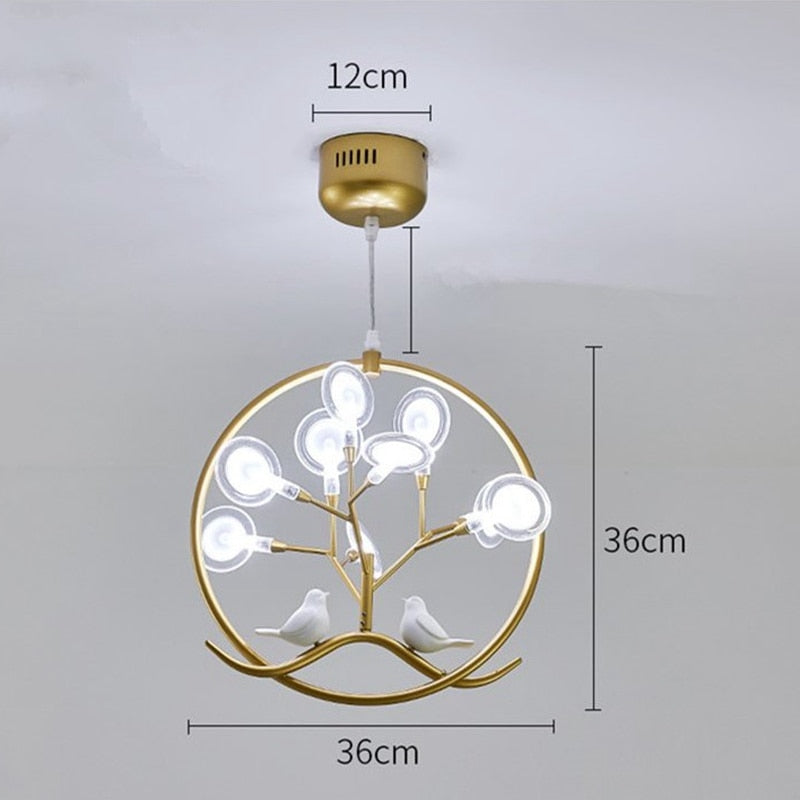 Ring Bird Cage Chandelier Tree Branch Iron Black Gold Chandelier Living Room Bedroom Kitchen