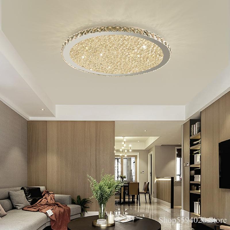 Modern Stainless Steel Ceiling Lamp American Luxury Crystal Lights Lighting Led Decor Home Bedroom