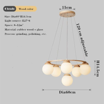 Versatile Multi - Head Led Round Glass Ball Pendant Lighting Chandelier - For Living Dining Kitchen