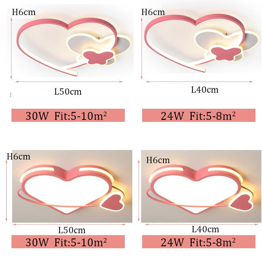Nordic Modern Heart Shaped Ceiling Lights Indoor Lighting Lamps For Living Room Bedroom Children