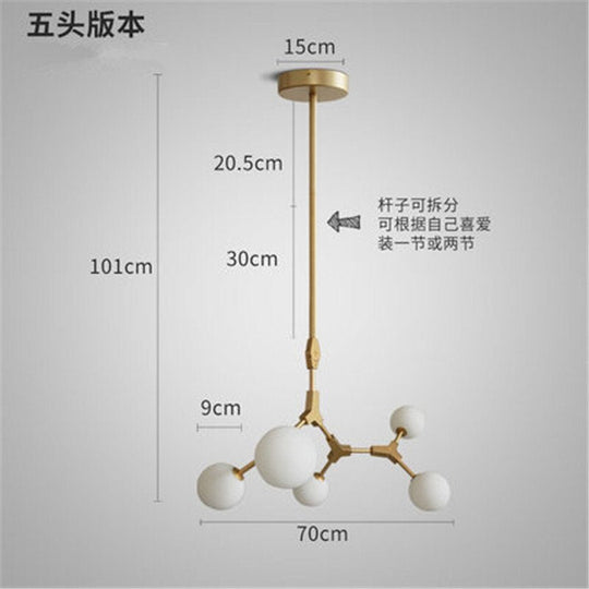 Nordic Living Room Chandelier Lighting Modern Art Dinning Room Bedroom Iron Tree Stick Hanging