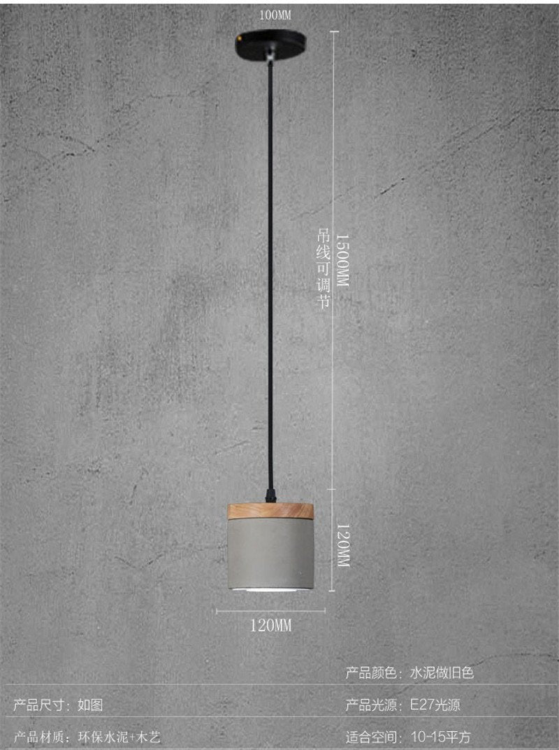 Nordic Cement Wood Pendant Lights Led Hanging Lamp For Living Room Kitchen Lamp Indoor Lighting