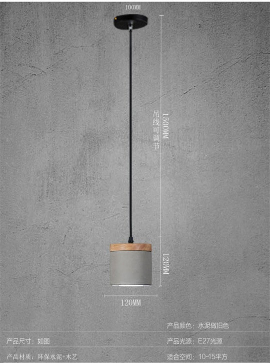 Nordic Cement Wood Pendant Lights Led Hanging Lamp For Living Room Kitchen Lamp Indoor Lighting