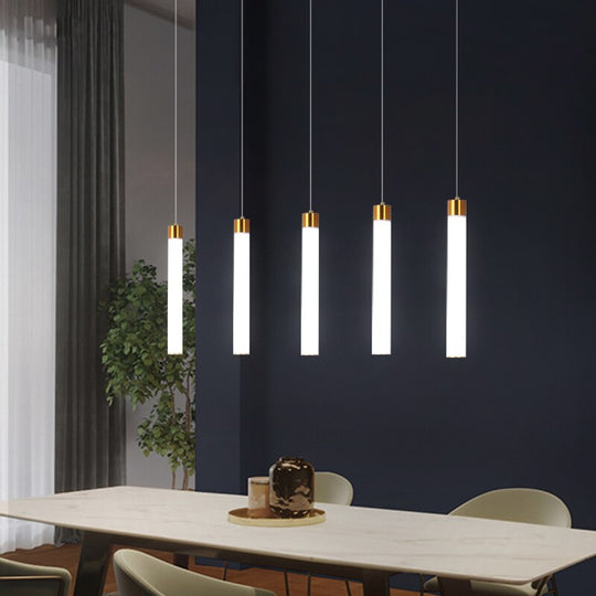 Single Head Cream White Pmma Led Pendant Lamp Nordic Modern Cylindrical Tube Restaurant Bar Front