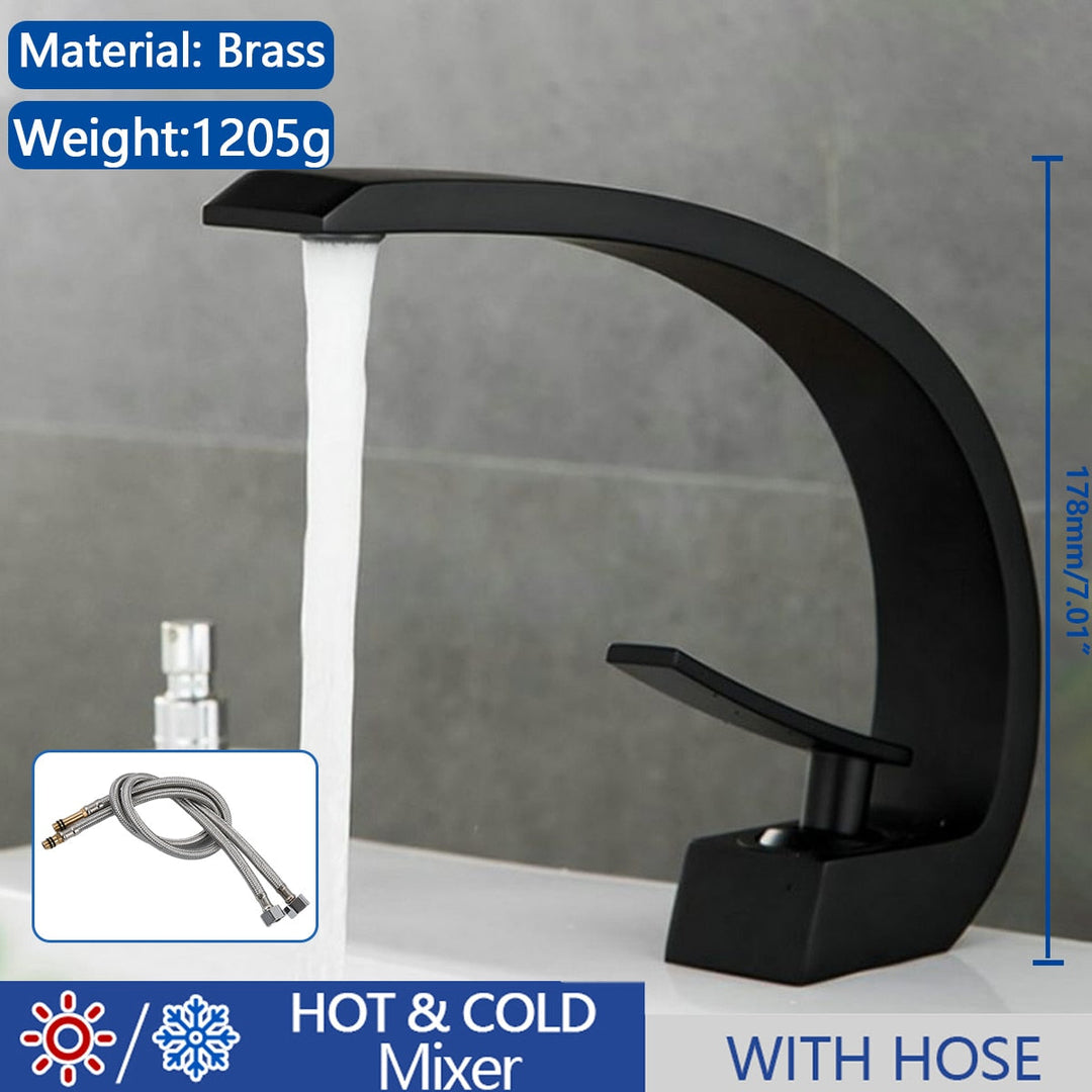 Basin Faucet Modern Bathroom Mixer Tap Black/Chrome Wash Single Handle Hot And Cold Waterfall Add