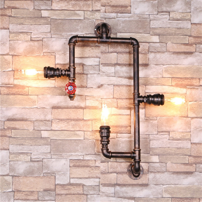 Retro Industrial Creative Entrance Hallway Lighting Iron Pipe Restaurant Wall Lamp Industrail